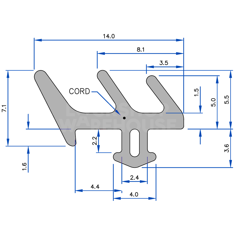 Dimensions Image: REDDIPLEX Fir Tree Gasket Seal To Suit UPVC Doors &amp; Windows - Fir Tree - 1m