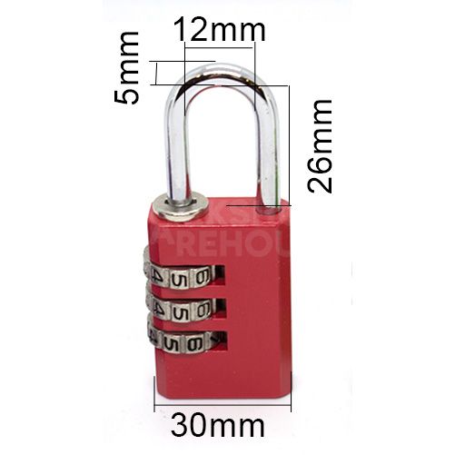 Dimensions Image: BARS Defender 30mm Combination Padlock - 3 Digit