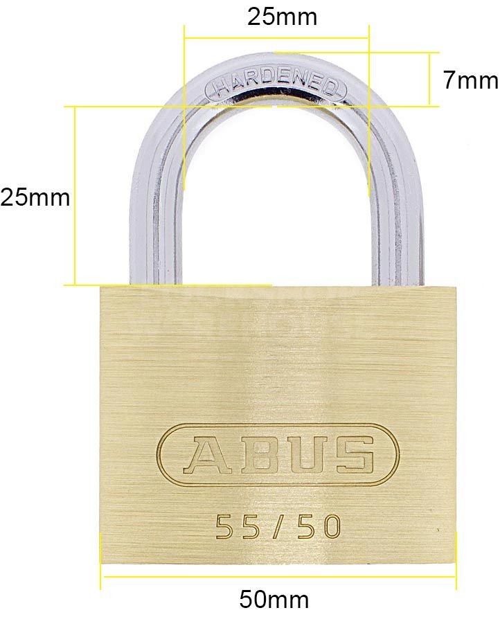 Dimensions Image: ABUS 55/50 Brass Padlock