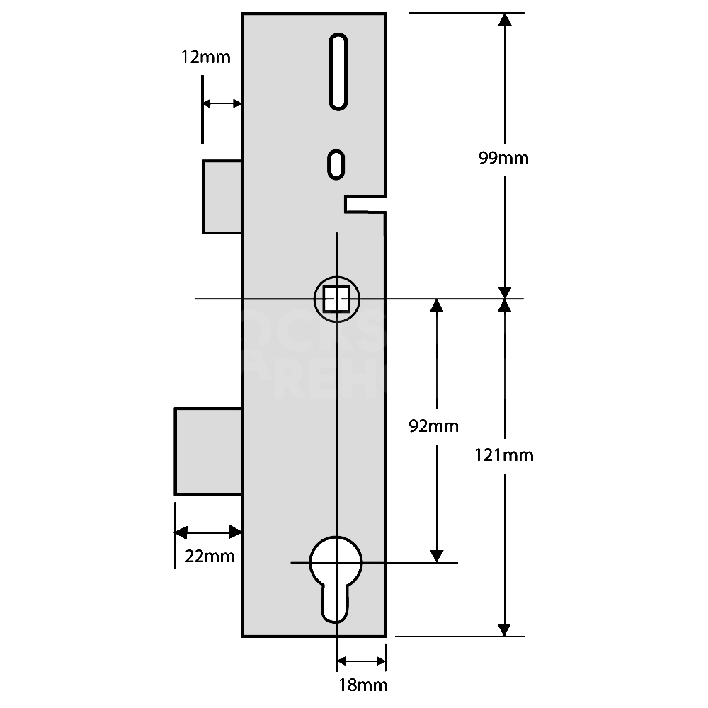 Dimensions Image: ERA Saracen 35/92 Split Spindle Multipoint Centre Case