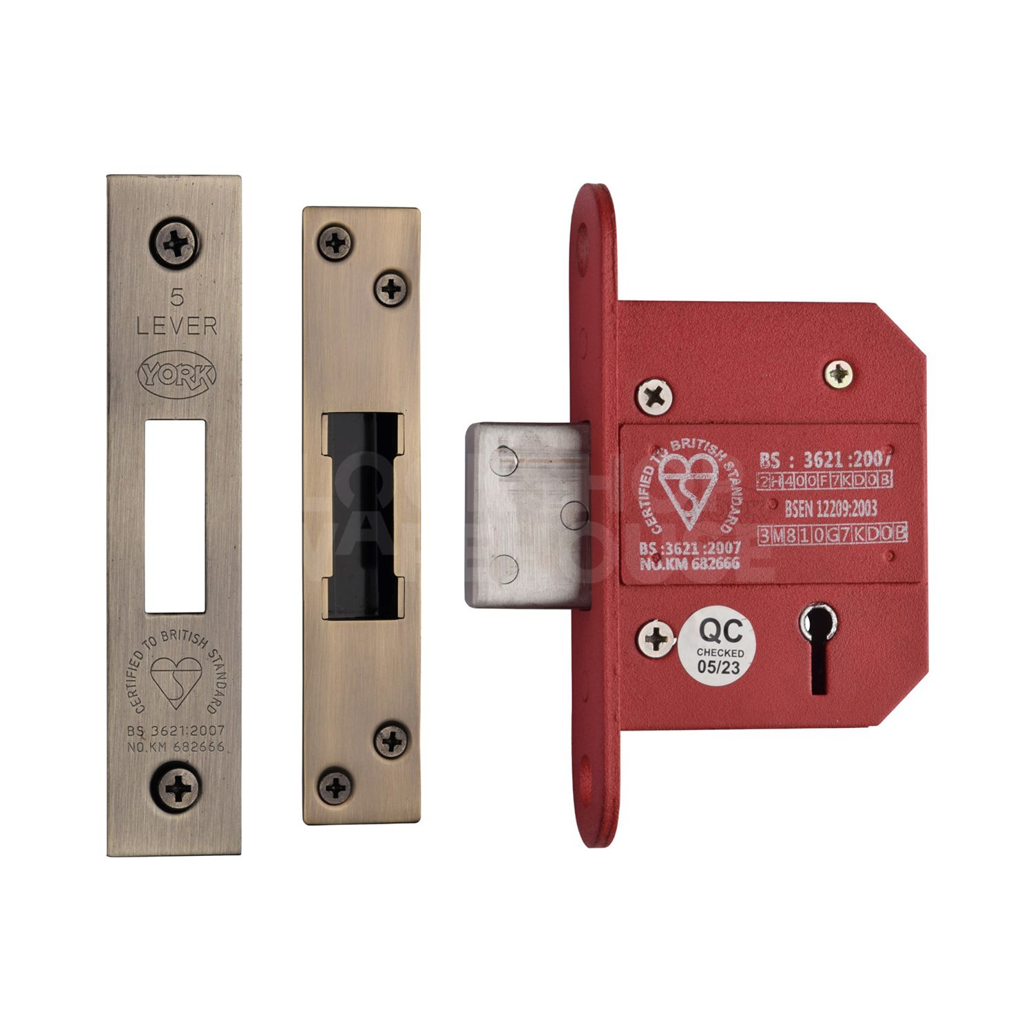 York British Standard 5 Lever Deadlock 2 1/2"