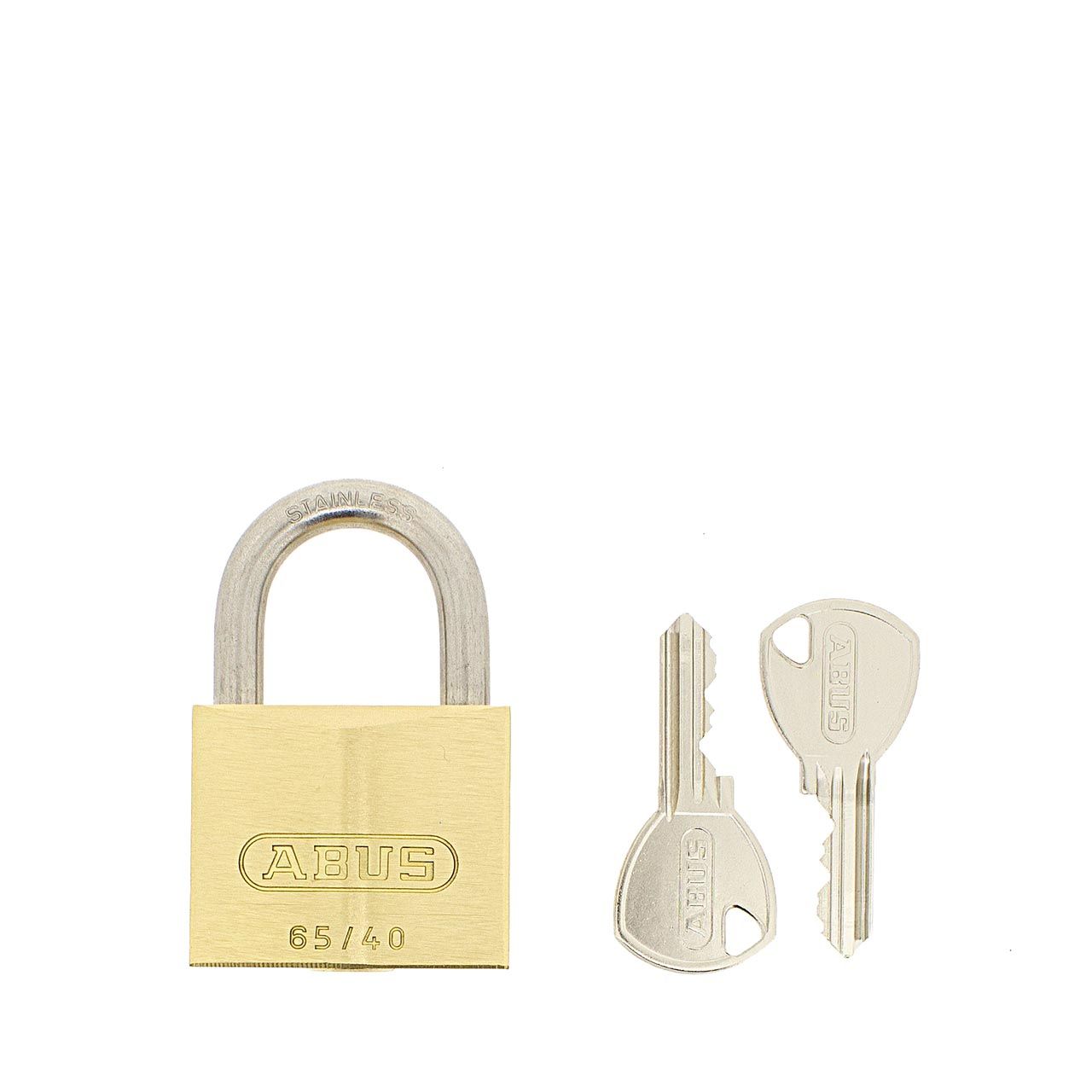 Dimensions Image: ABUS 65IB/40 Brass Padlock - Stainless Steel Shackle