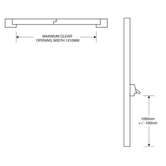 Dimensions Image: ASEC Single Panic Bolt