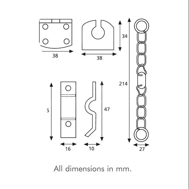 Dimensions Image: ERA 791 Door Chain