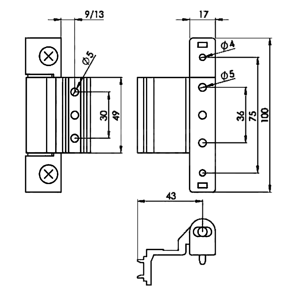 Dimensions Image: YALE Paddock UPVC Adjustable Neon Single Rebate Hinge - White